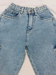 Light Wash denim Cargo Jeans