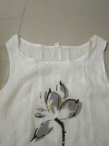 White Floral Sleeveless Top