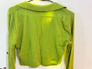Zara Long Sleeve V Neck Crop Top