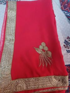 Stunning pink Embroidered Saree