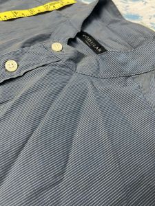 Men's Striped Band Collar Shirt