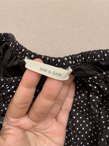 SIM &amp; SAM Black Polka Dot Tiered Mini Dress with A