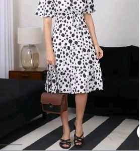Chic Dalmation Print Midi Dress