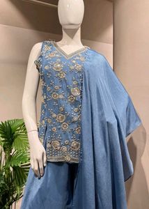 💙✨️Blue Embroidered Sharara Set✨️💙
