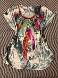 Bohemian Feather Print Tunic Top