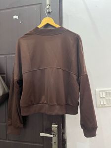 Brown Zip-Up Bomber Jacket