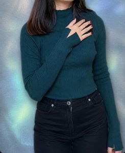 Emerald Ribbed Turtleneck Sweater