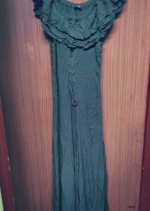 Olive Green Ruffled Maxi Dress