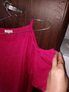 Magenta Cold Shoulder Top