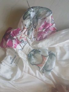 Cream Floral Print Gown