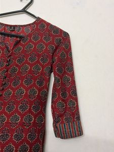 Red Printed Kurta