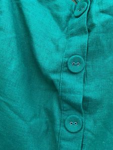 Green Button-Up Mini Dress with Tying back