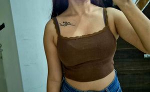 Brown Lace Trim Cami Top🤎☀️