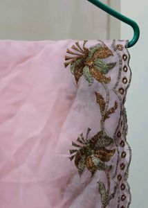 Elegant Pink Embroidered Dupatta suit with inner d