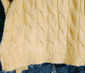 New Zara Yellow Chunky Knit Cardigan Sweater.