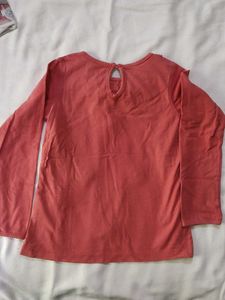 Cute Coral Ruffle &amp; Flower Detail Top