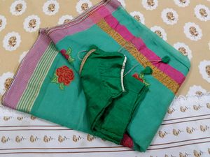 pure cotton embroidery beautiful saree