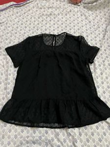Elegant Black Sheer Peplum Top