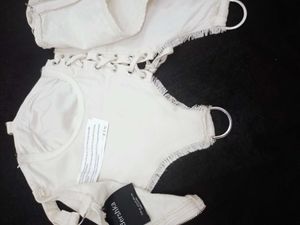 Cream Lace-Up Corset Top