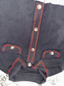 Chic Black top with Red Stitching