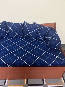 Navy blue  diwaan bedsheet with cushion cover