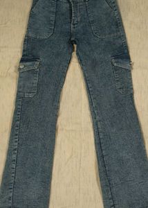 Trendy Blue Denim Cargo Jeans