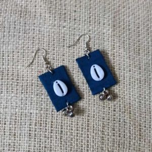 Unique Blue & White Dangle Earrings