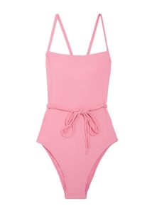 M&amp;S Pink Ribbed Tie Waist Swimsuit