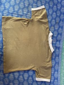 Cute Khaki T-Shirt with White Trim