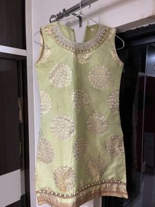 Light Green Embroidered Kurta Plazo &amp; Patiala Set