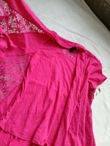 Pink Layered Lace Trim Top