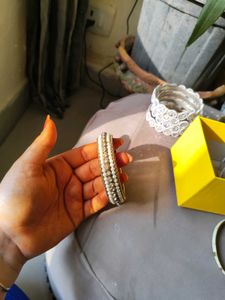 silver Set of Sparkling Bangles