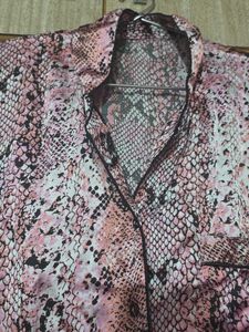 Pink Snake Print Pajama Top