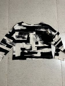 Monochrome Abstract Print Top
