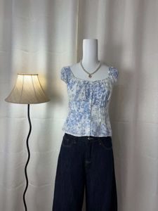 Chic Floral Print Puff Sleeve Top