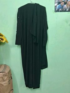 Elegant Black Abaya with Hijab of 3