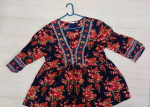 Floral Print Tunic Top❤️💙