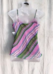 Vintage Striped Lace Trim Cami Top