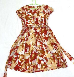 Women's Floral Print Short Sleeve Dress stretchy