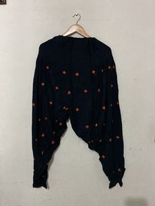 Vibrant Orange Embroidered dhoti Kurti