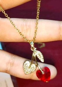 Sparkling Cherry Pendant Necklace