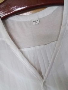 Sheer White V-Neck Long Sleeve Top