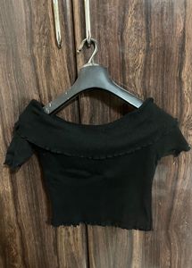 Off-Shoulder Black Crop Top