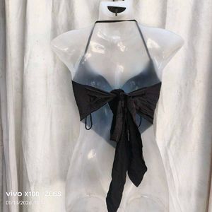 Satin Cowl Neck Halter Top