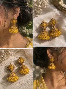 Yellow Jhumka Earrings