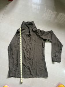 Olive Green Cold Shoulder Shirt And Leather Pant