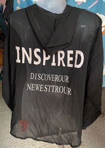 Sheer Black "Discoverour" Button-Up Top