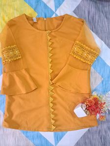Mustard Bell Sleeve Top with freebie