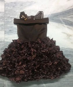 Girl's Brown Floral Party Dress