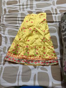 Yellow Floral Embroidered Skirt Set